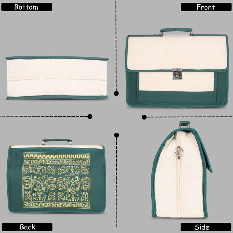 DENION Office Jute Laptop Messenger Bag for Men | Fits up to 16 Inch Laptops | 3 Compartments | 12x16x4 Inches Eco-Friendly Professional Shoulder &Hand Bag-Green B