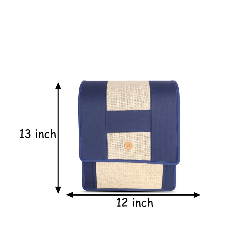 DENION Office Jute Laptop &Tablet Messenger Bag | Fits up to 12 Inch Devices | 3 Compartments | 14x12x4 Inches Eco-Friendly Professional Shoulder &Hand Bag- Blue