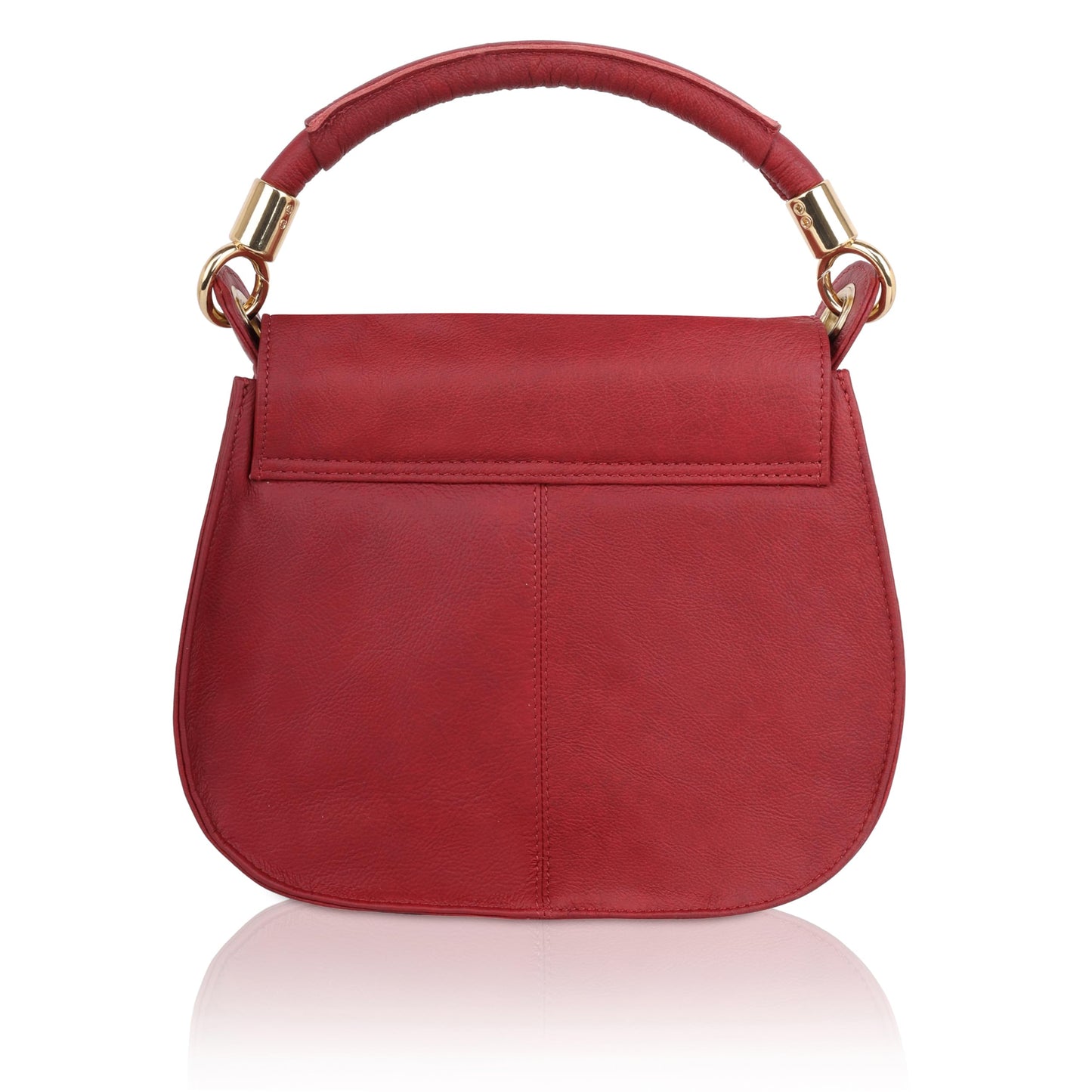 DENION Ladies Leather Handbag, 20x20x8 cm, Red, Premium Hardware with Adjustable Strap