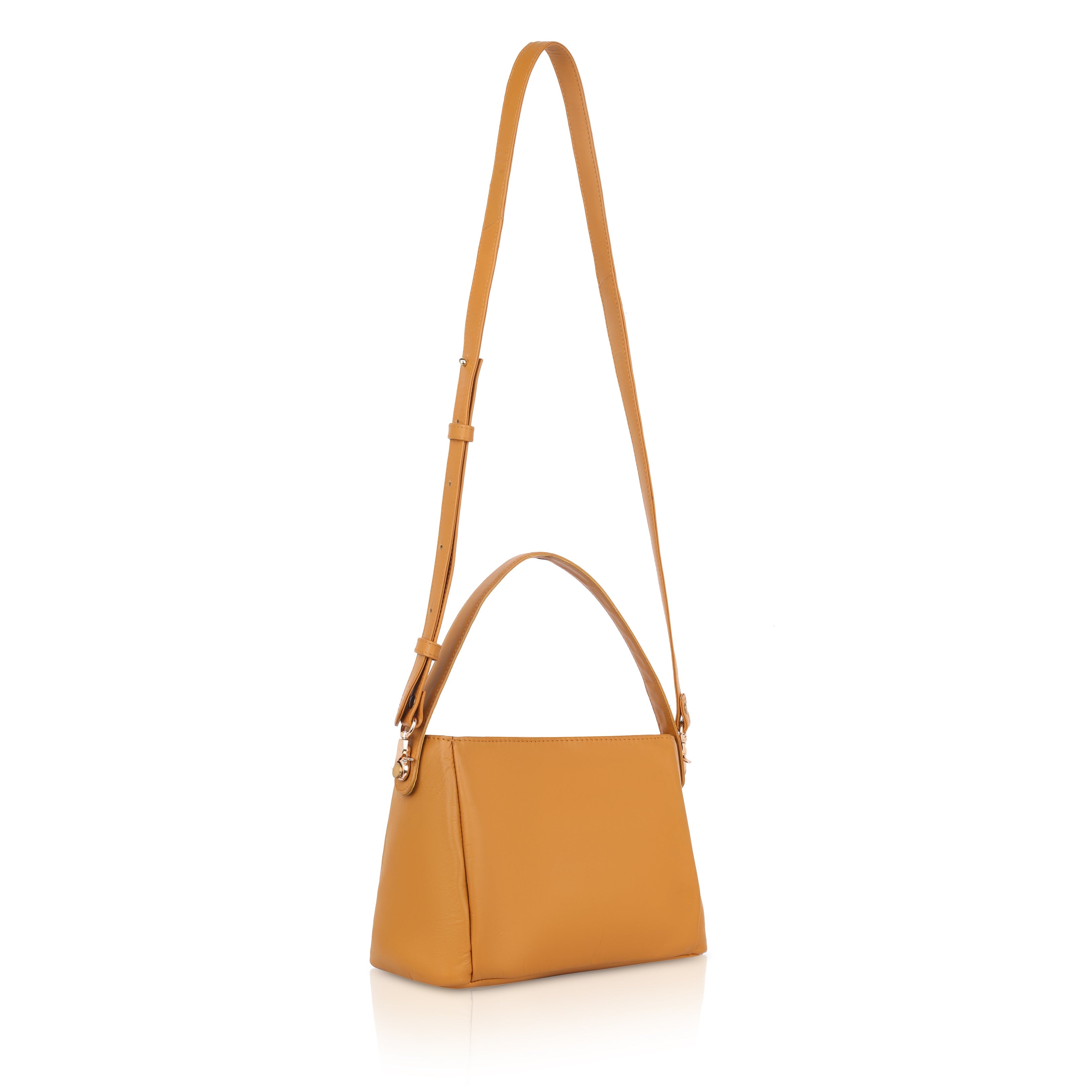 Denion Women’s Mustard Leather Handbag with Adjustable Strap – Elegant Shoulder Bag, Sling & Everyday Office Tote