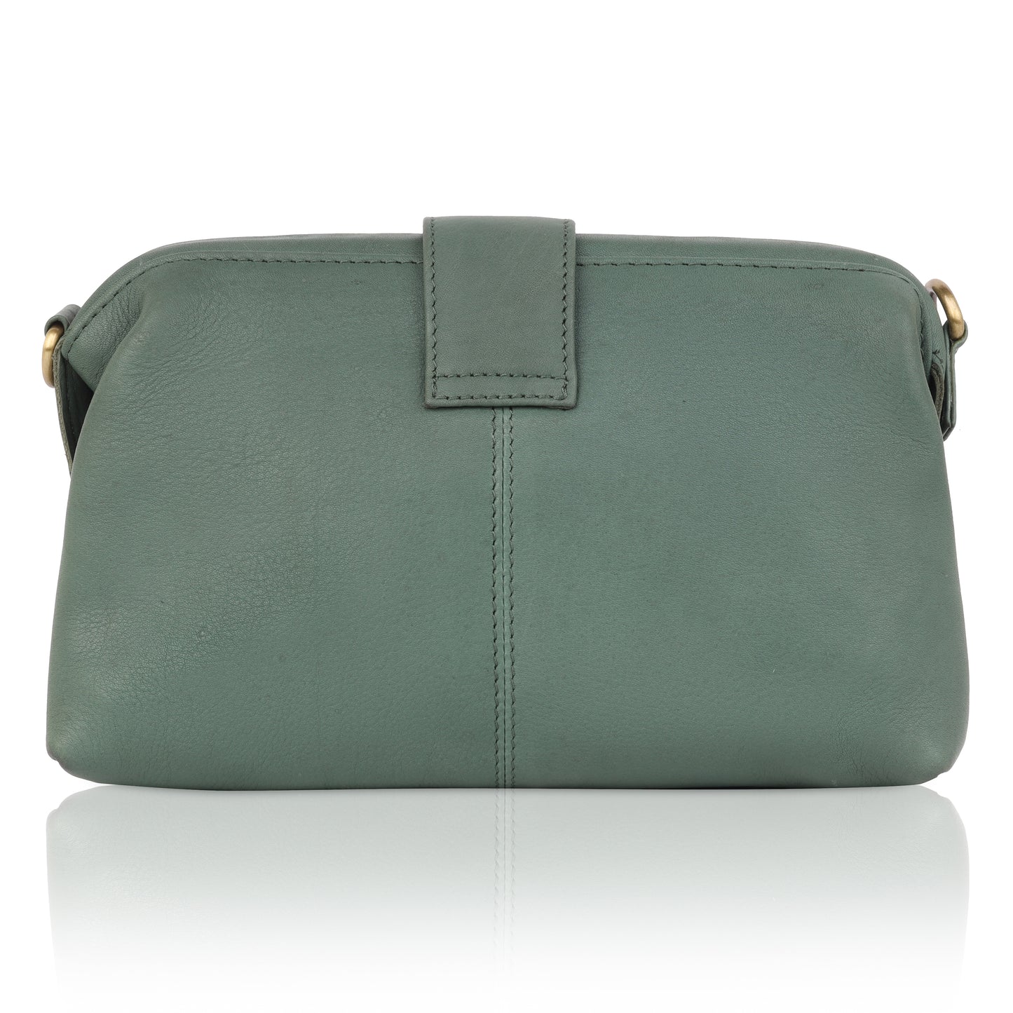 Denion Women’s Green Leather Sling & Crossbody Bag – Compact Shoulder Handbag with Vintage Gold Detailing