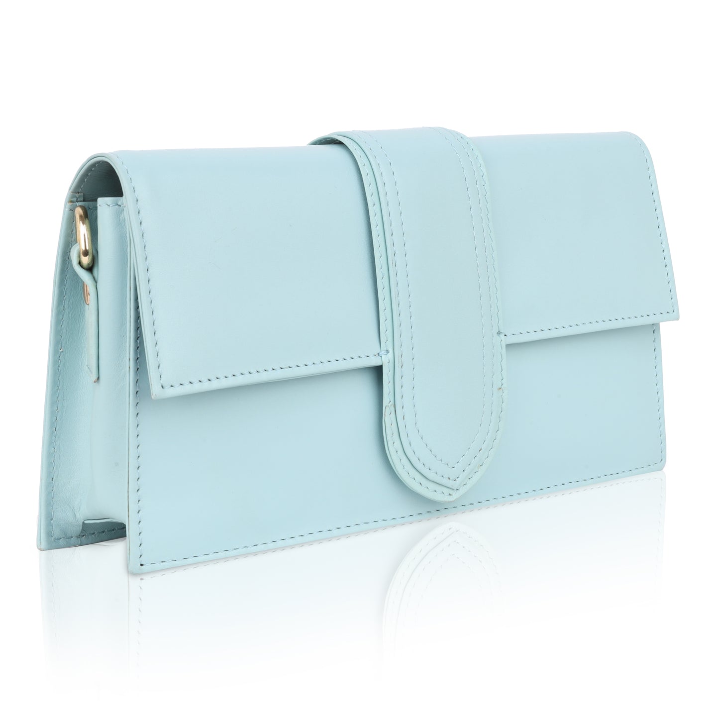 Denion Elegant Light Blue Leather Crossbody Sling Bag – Compact Shoulder Bag for Women