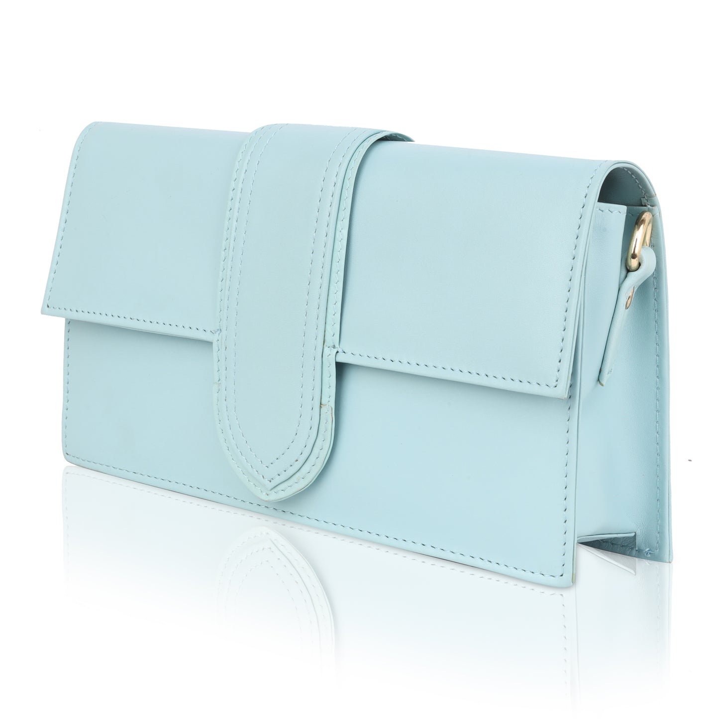 Denion Elegant Light Blue Leather Crossbody Sling Bag – Compact Shoulder Bag for Women