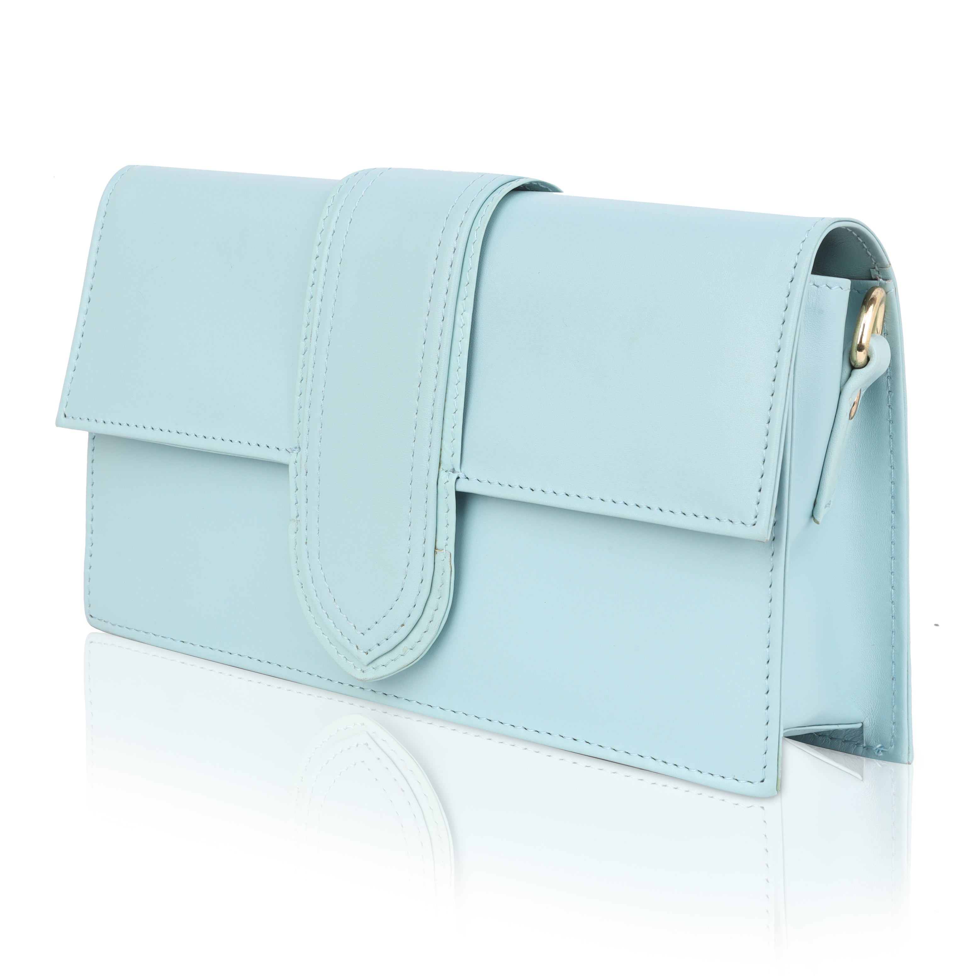 Denion Elegant Light Blue Leather Crossbody Sling Bag – Compact Shoulder Bag for Women