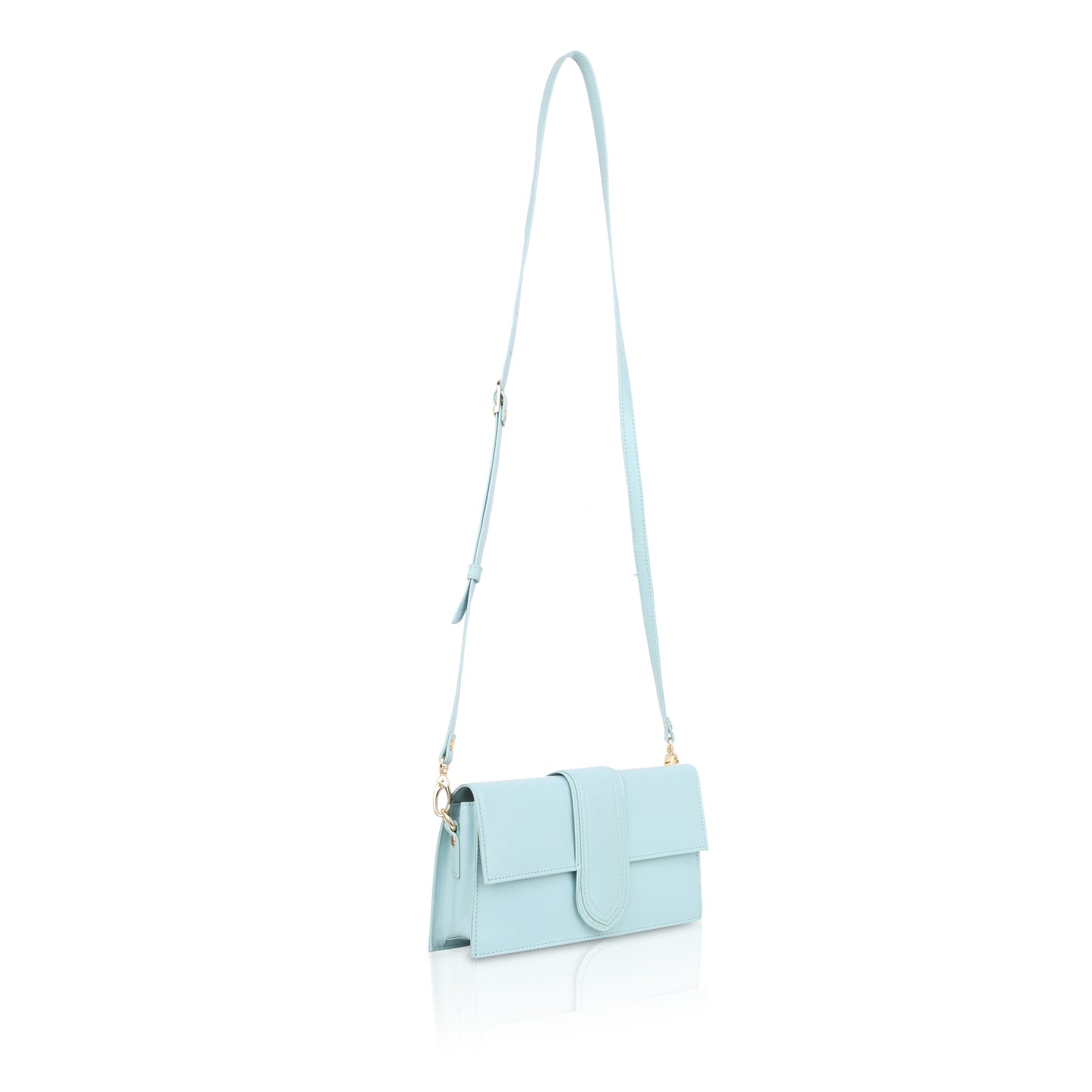 Denion Elegant Light Blue Leather Crossbody Sling Bag – Compact Shoulder Bag for Women