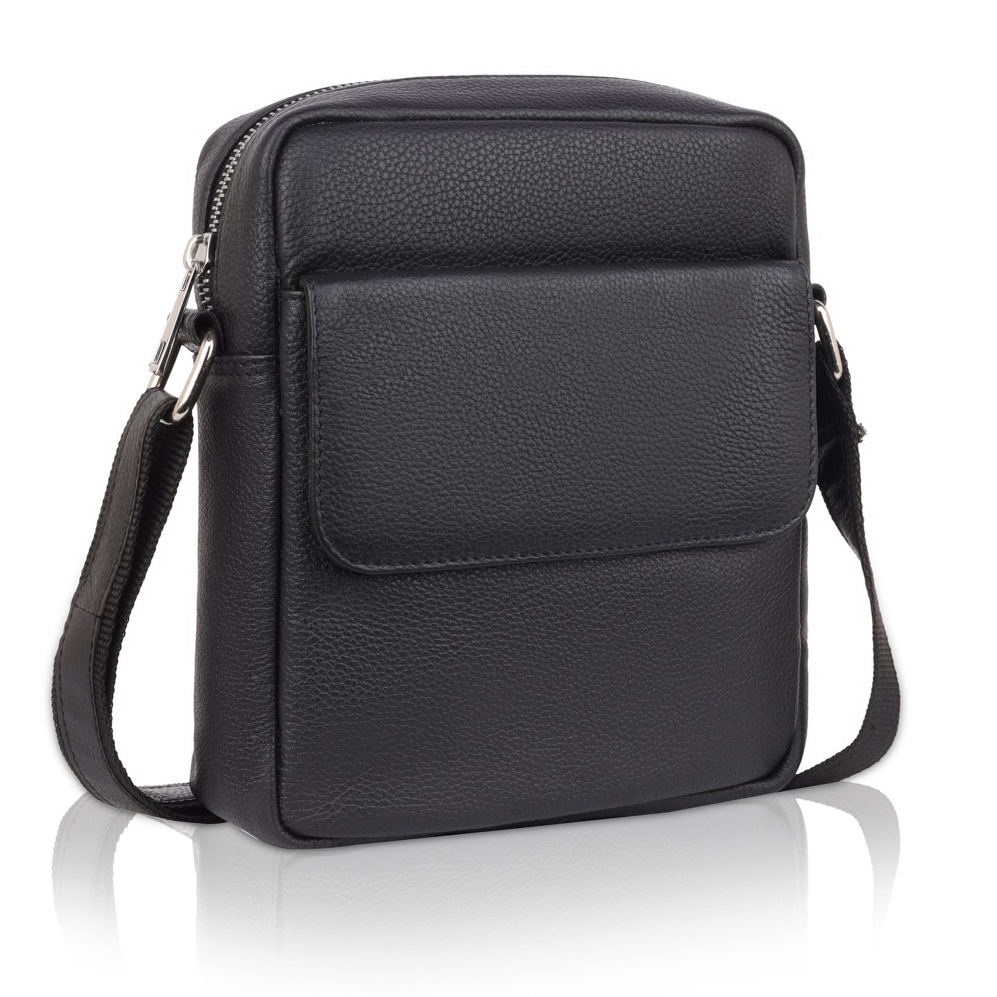 Denion Men’s Black Leather Crossbody Sling Bag – Stylish Shoulder & Messenger Bag for Travel, Office & Everyday Use