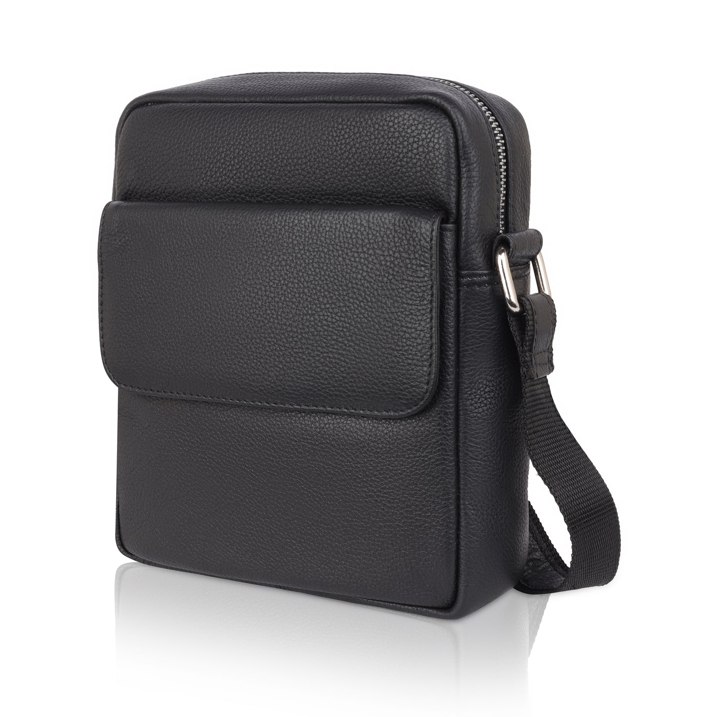 Denion Men’s Black Leather Crossbody Sling Bag – Stylish Shoulder & Messenger Bag for Travel, Office & Everyday Use