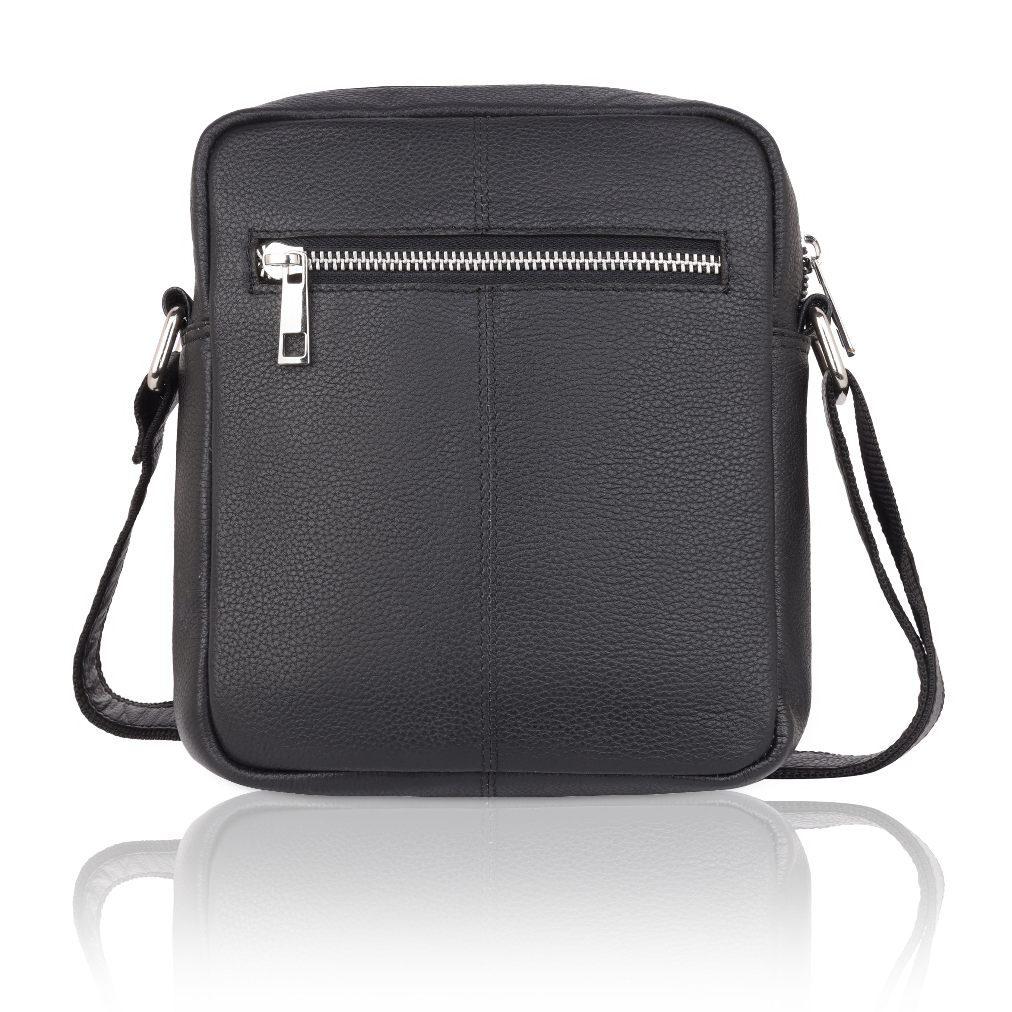 Denion Men’s Black Leather Crossbody Sling Bag – Stylish Shoulder & Messenger Bag for Travel, Office & Everyday Use