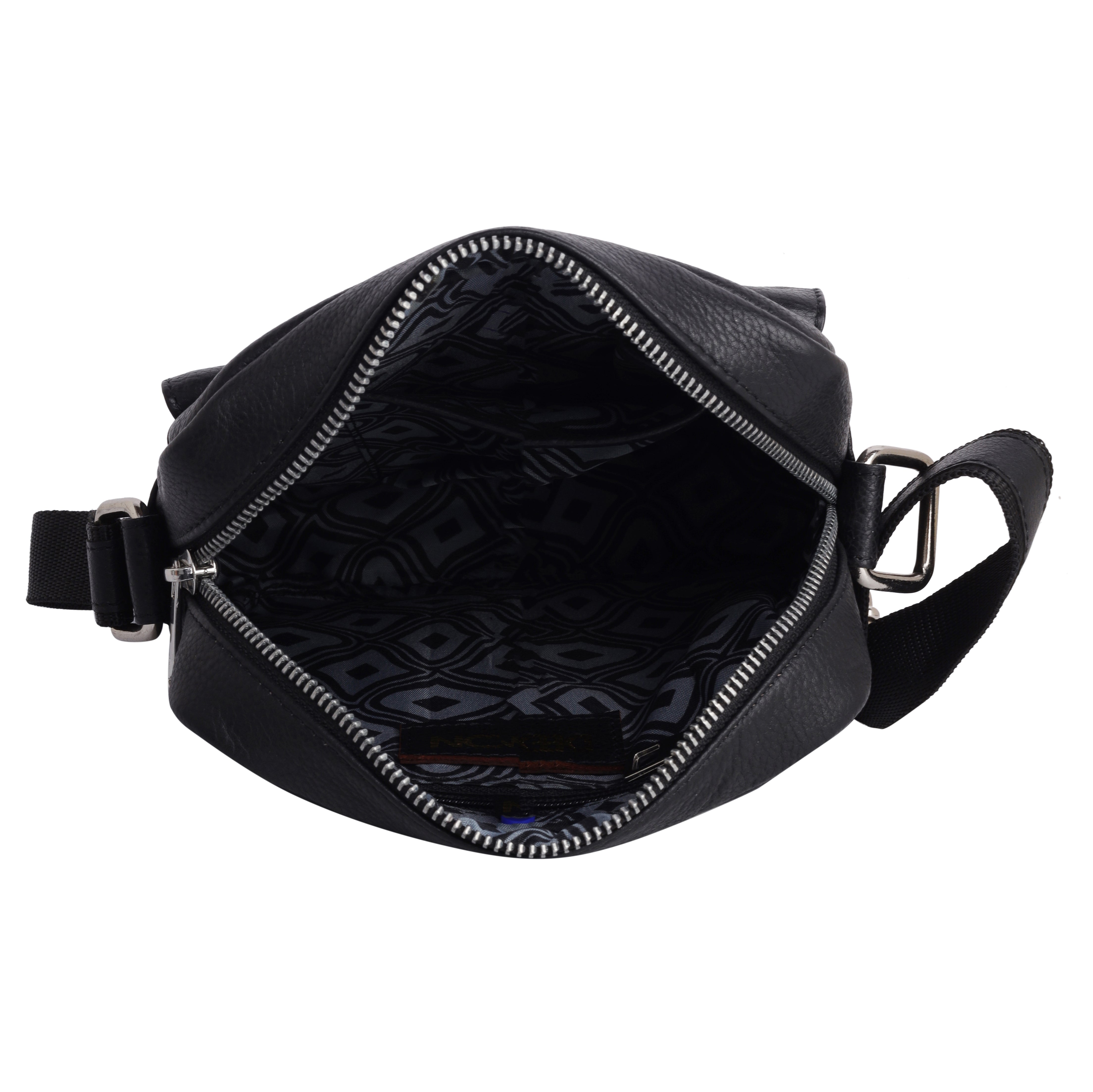 Denion Men’s Black Leather Crossbody Sling Bag – Stylish Shoulder & Messenger Bag for Travel, Office & Everyday Use