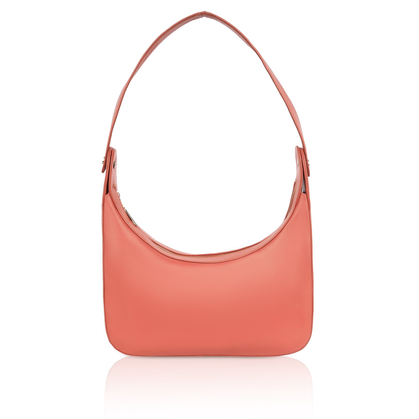 Denion Coral Orange Leather Shoulder & Underarm Bag – Chic Handbag for Women