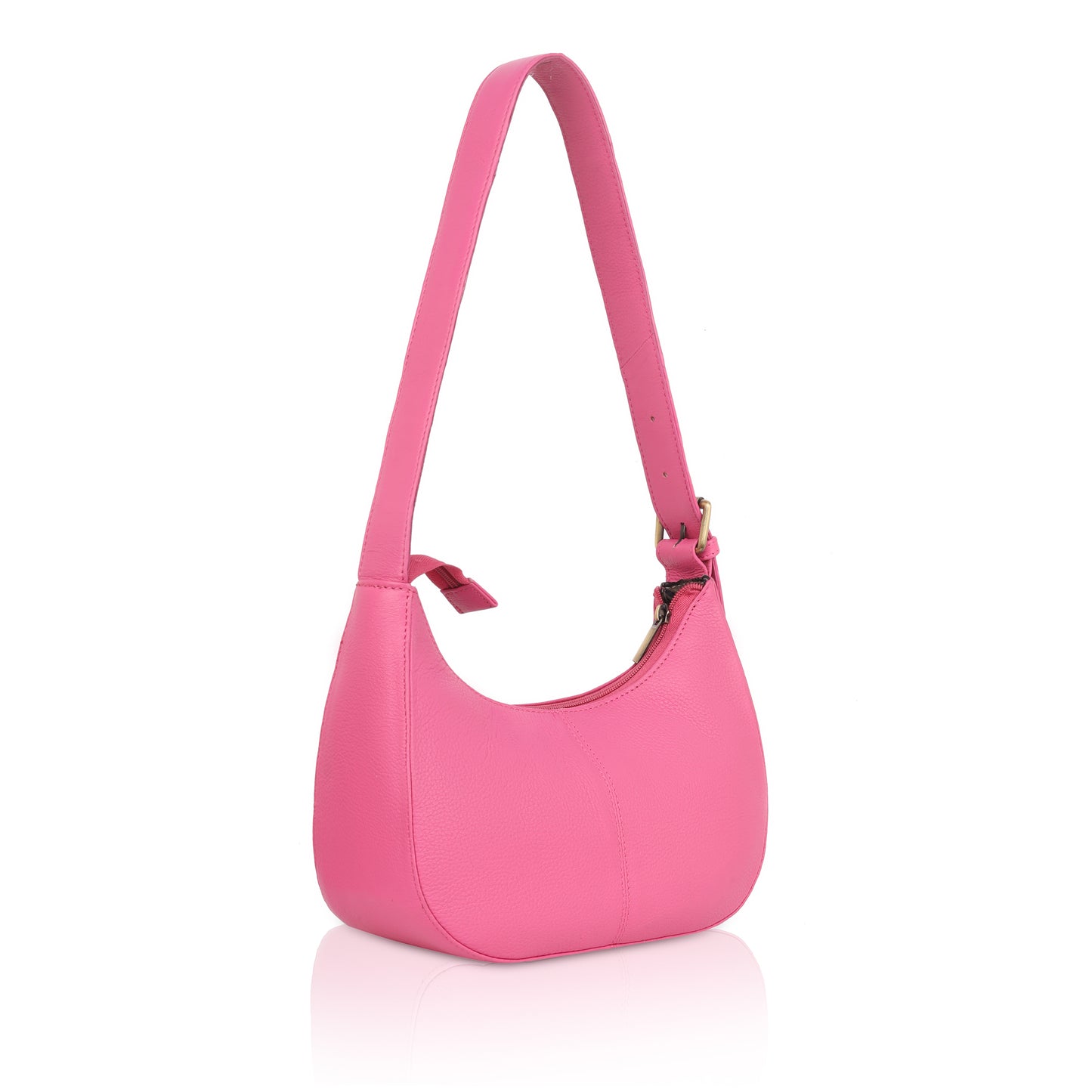 Denion Women’s Pink Leather Shoulder Bag – Trendy Underarm Handbag with Zipper Closure, Compact & Chic Everyday Purse