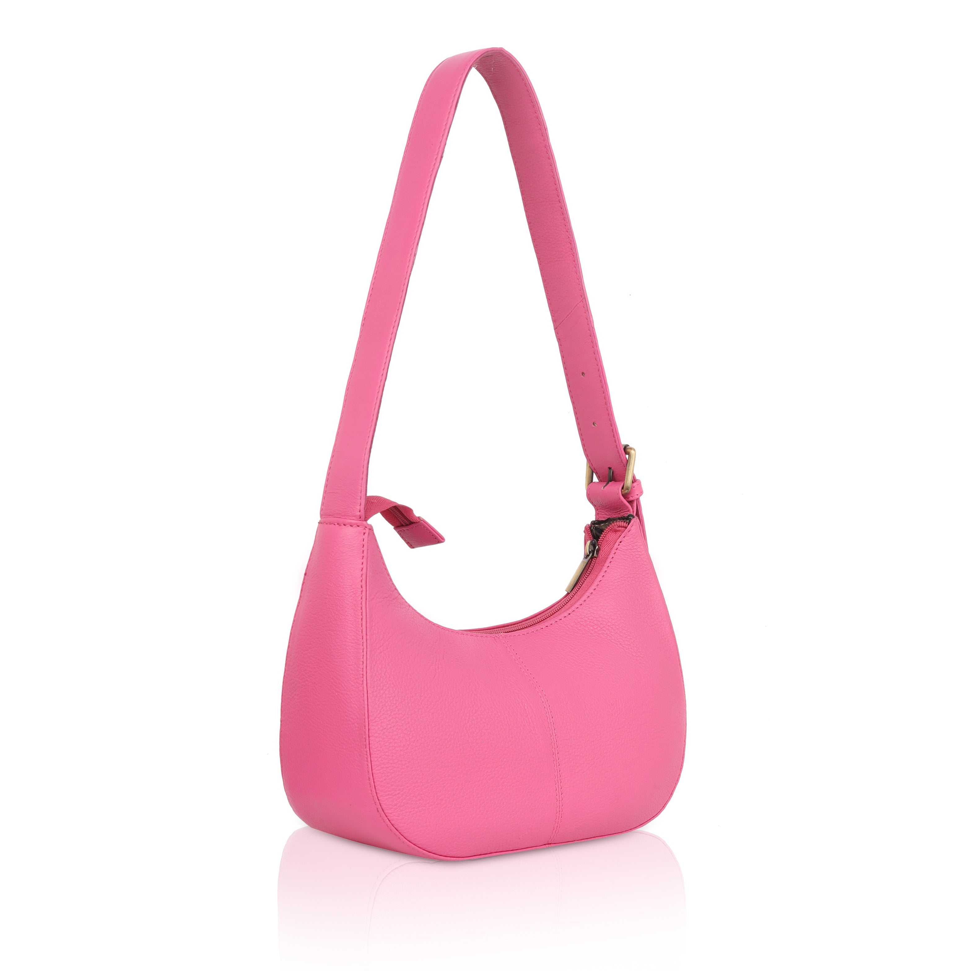 Denion Women’s Pink Leather Shoulder Bag – Trendy Underarm Handbag with Zipper Closure, Compact & Chic Everyday Purse