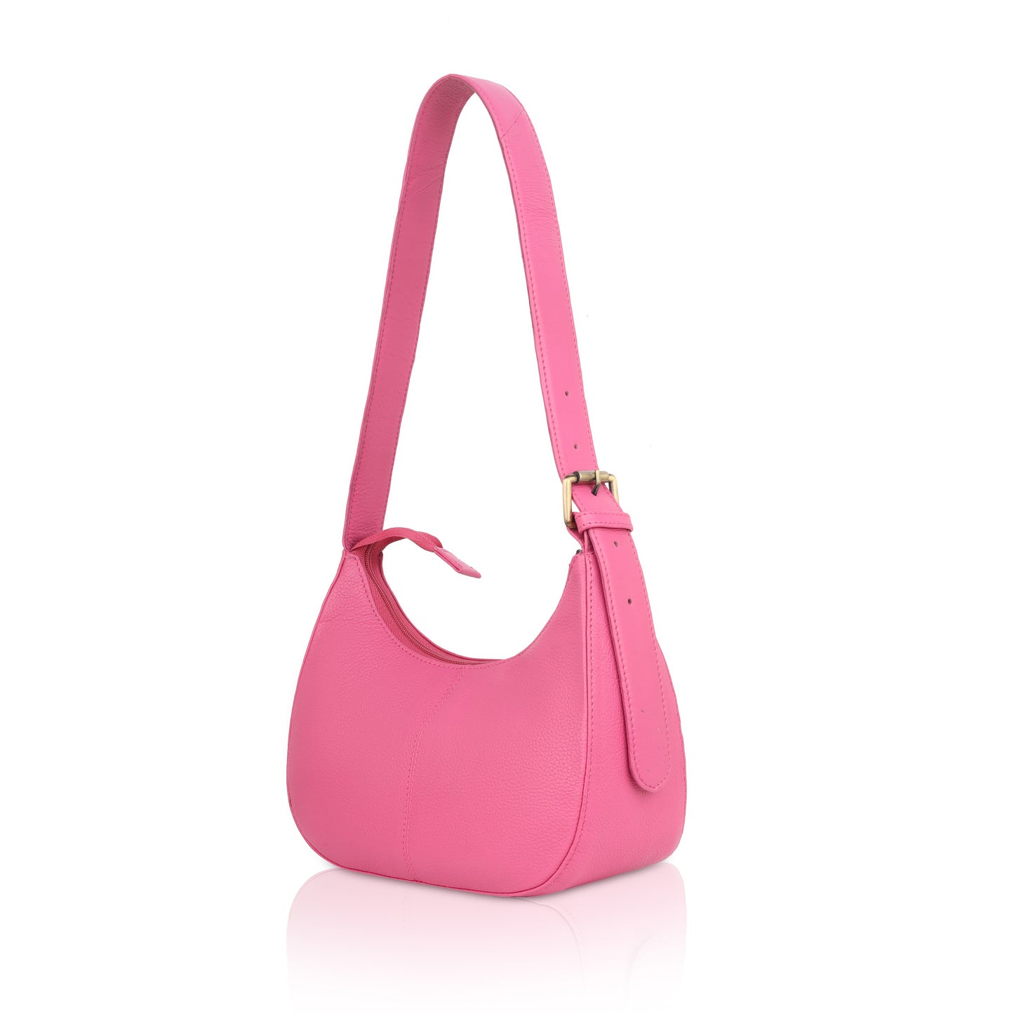 Denion Women’s Pink Leather Shoulder Bag – Trendy Underarm Handbag with Zipper Closure, Compact & Chic Everyday Purse