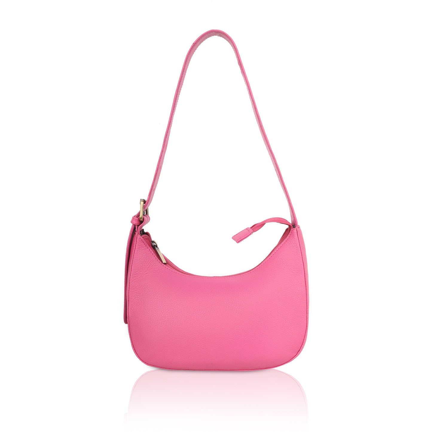 Denion Women’s Pink Leather Shoulder Bag – Trendy Underarm Handbag with Zipper Closure, Compact & Chic Everyday Purse