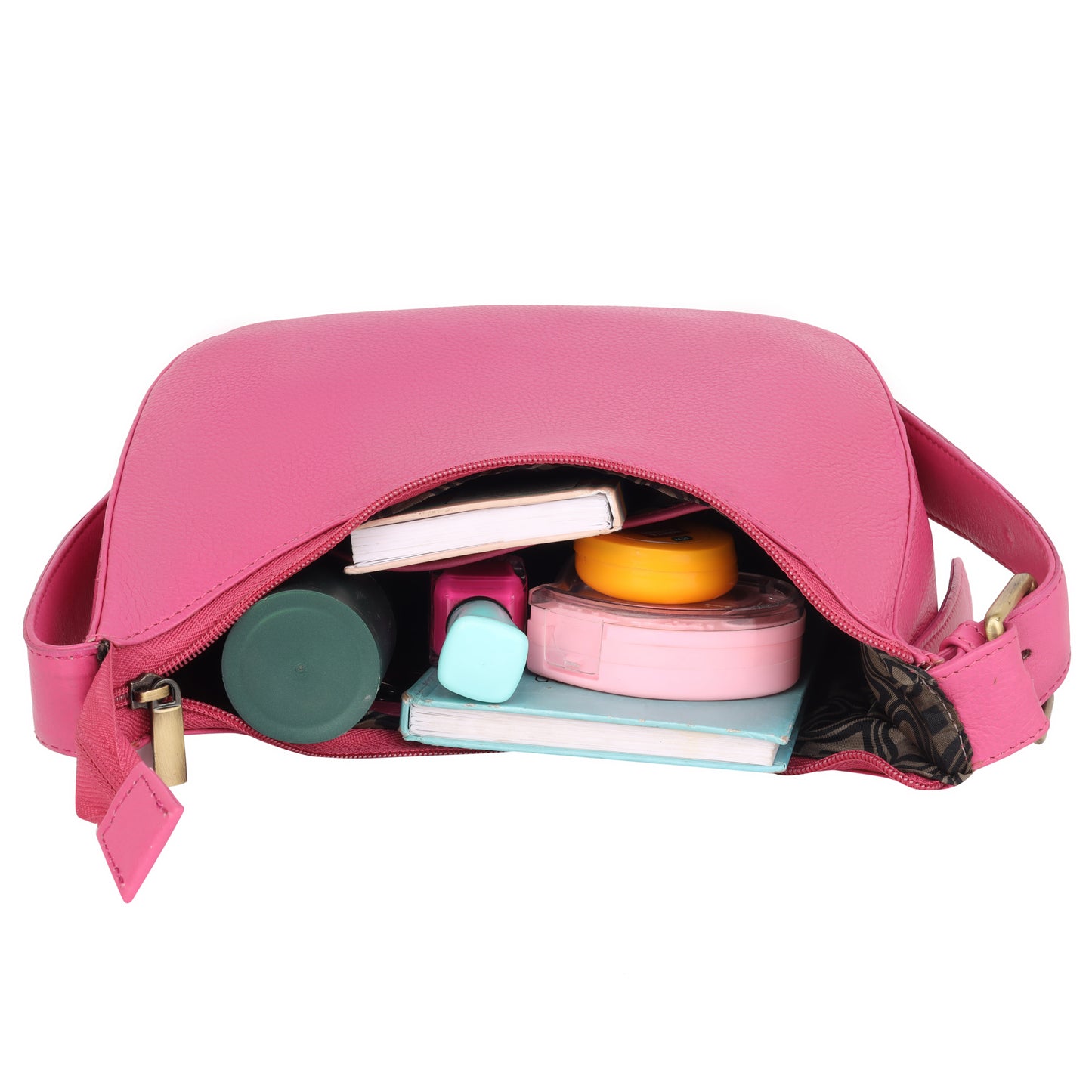 Denion Women’s Pink Leather Shoulder Bag – Trendy Underarm Handbag with Zipper Closure, Compact & Chic Everyday Purse