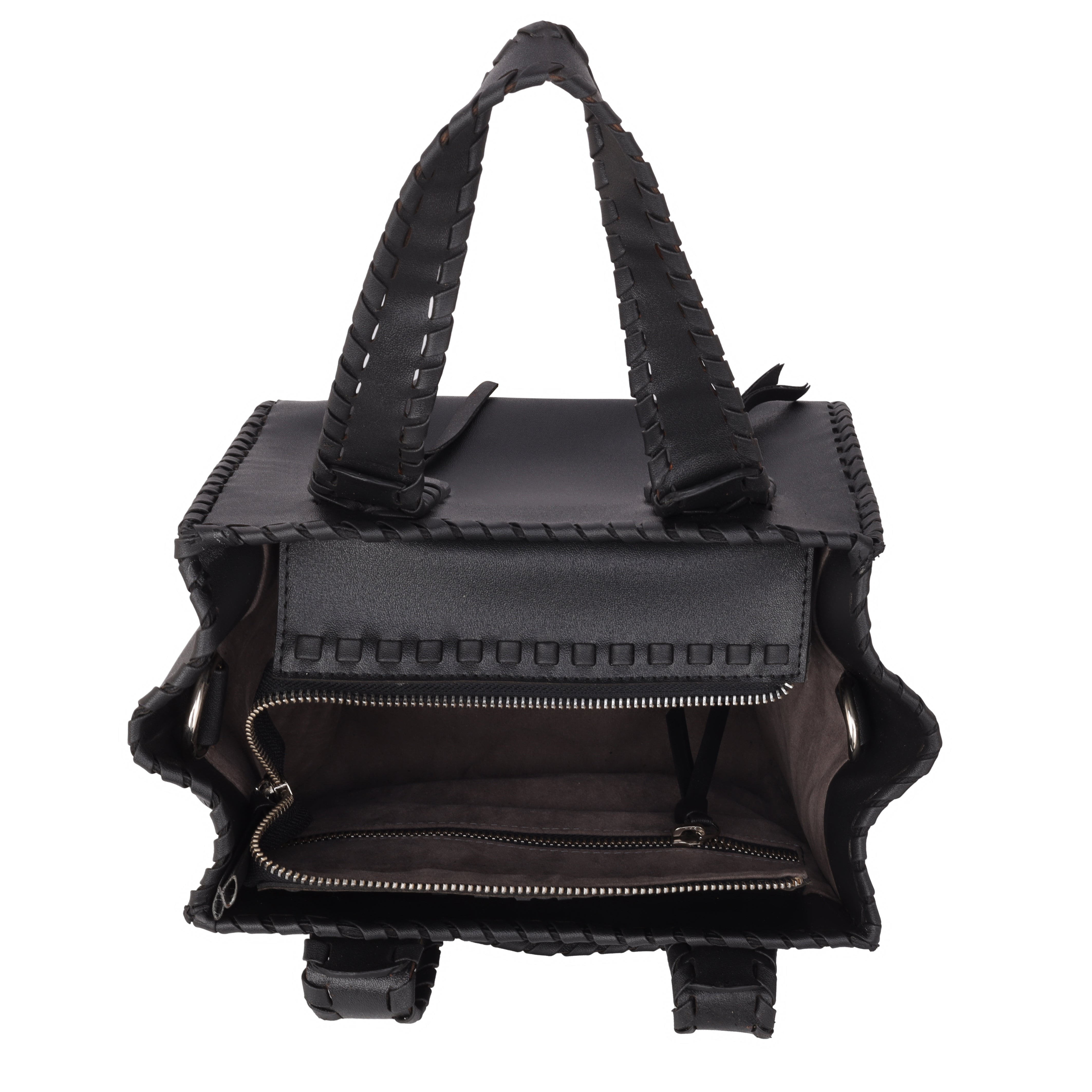 Denion Stylish Black Leather Tote – Handwoven Design Shoulder & Handbag for Women