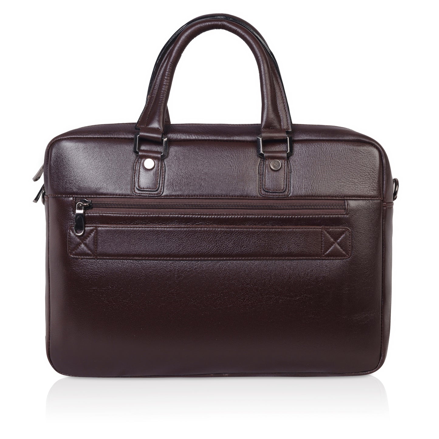 Denion 16-Inch Genuine Leather Laptop Bag – Crocodile Textured Design, Brown
