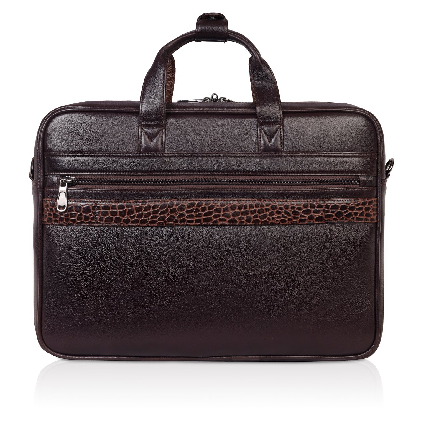 Luxury Dark Brown Leather Laptop Bag with Crocodile-Embossed Design – 16 Inch Business Bag