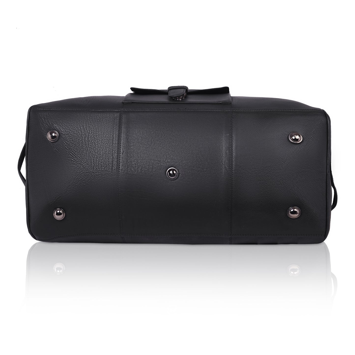 Denion Classic Black Leather Travel Duffel Bag with Shoulder Strap – Spacious Overnight & Weekender Bag"