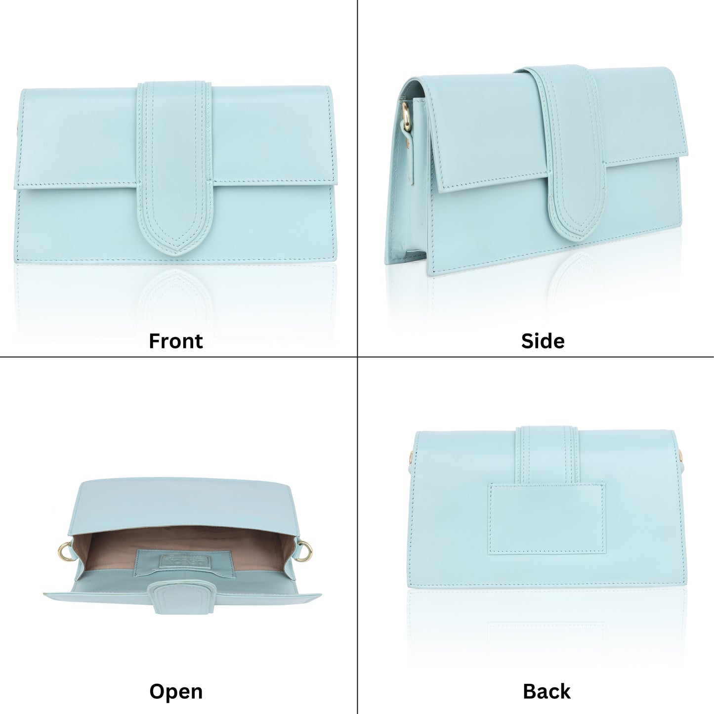 Denion Elegant Light Blue Leather Crossbody Sling Bag – Compact Shoulder Bag for Women