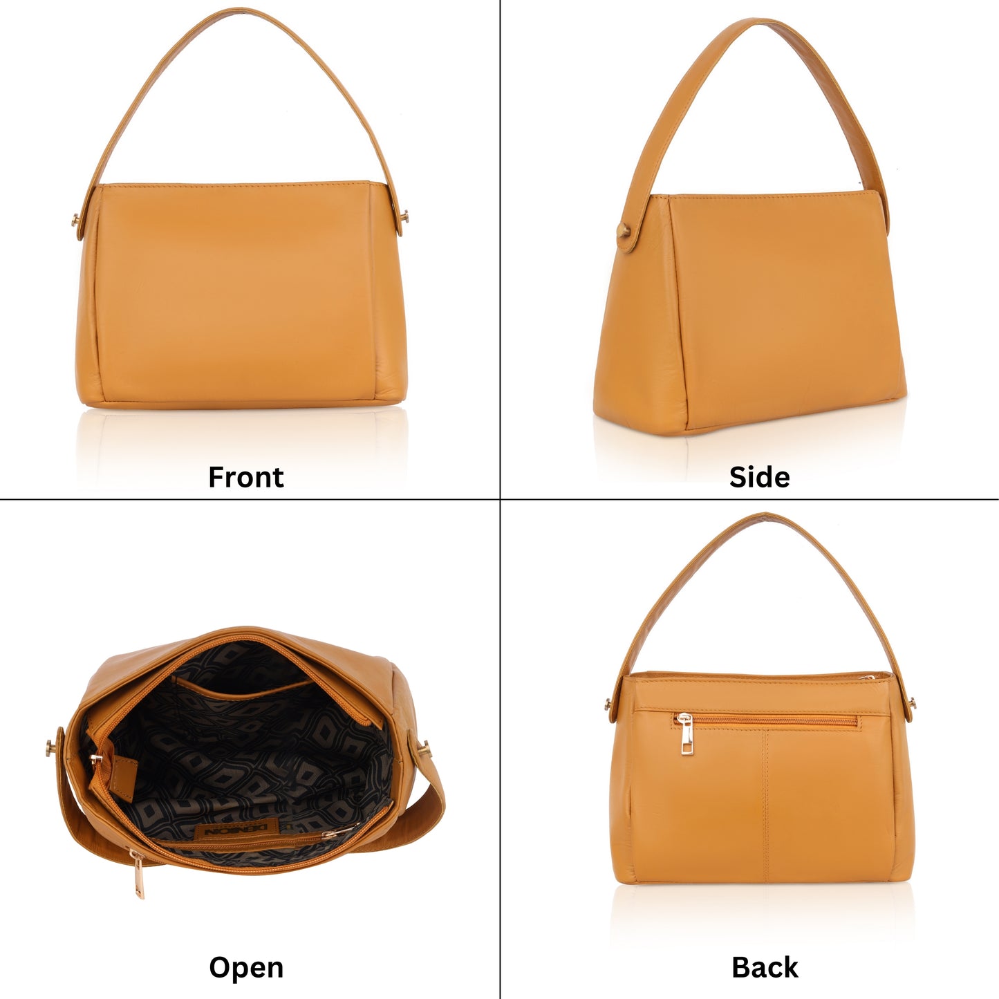 Denion Women’s Mustard Leather Handbag with Adjustable Strap – Elegant Shoulder Bag, Sling & Everyday Office Tote