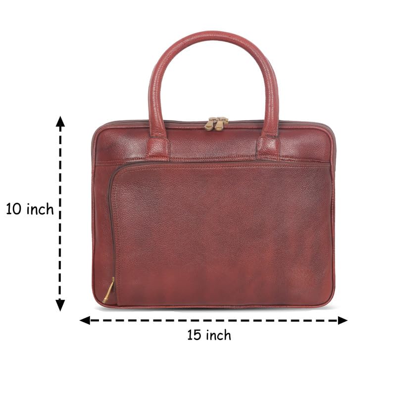 DENION Office Leather laptop bag for Fits 16 to 26 inch Laptop Messenger Bags For Mens (1-Brown Bag)