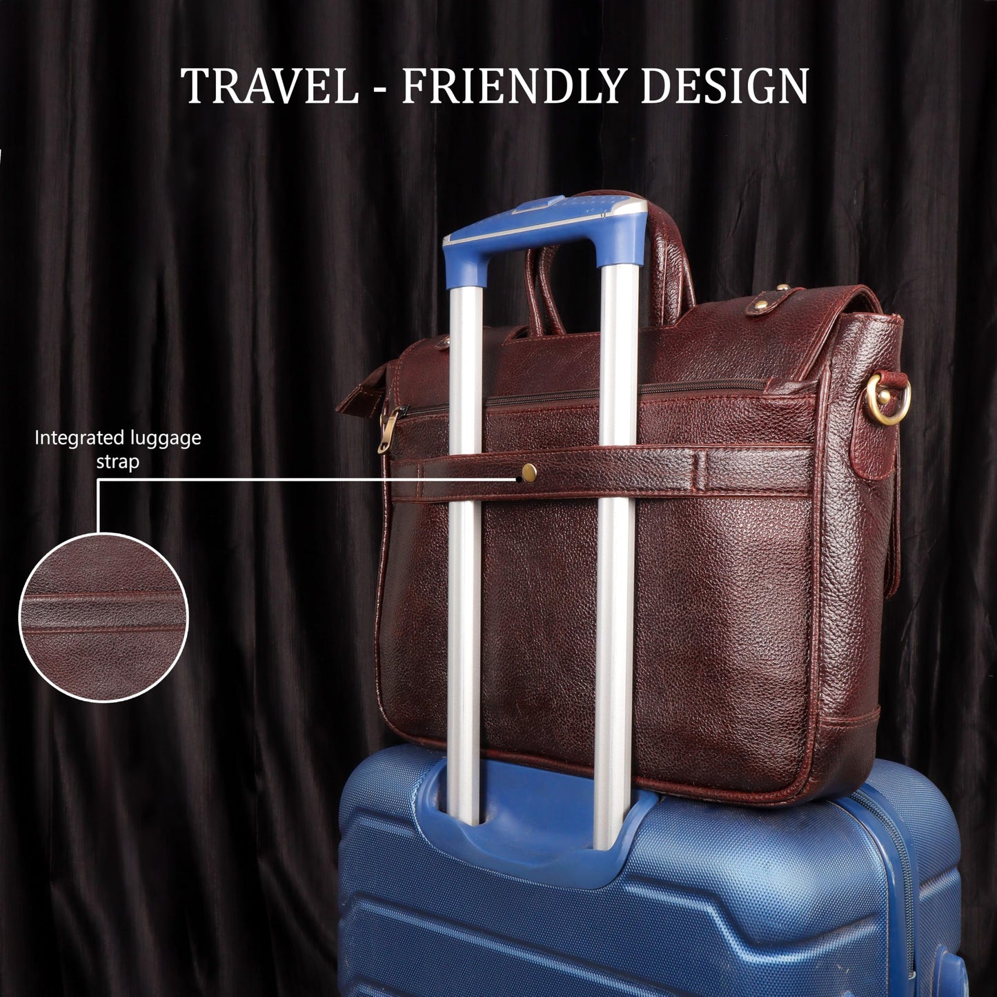 DENION Office Leather laptop bag for Fits 16 to 26 inch Laptop Messenger Bags For Mens (1-Brown Bag)