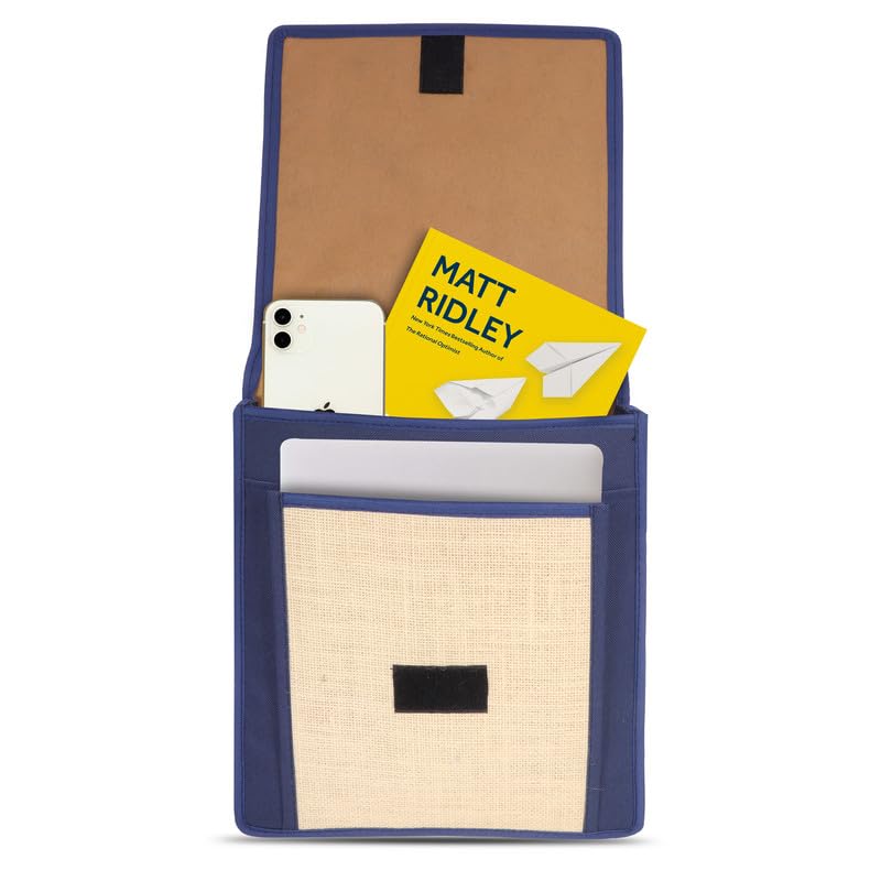 DENION Office Jute Laptop &Tablet Messenger Bag | Fits up to 12 Inch Devices | 3 Compartments | 14x12x4 Inches Eco-Friendly Professional Shoulder &Hand Bag- Blue