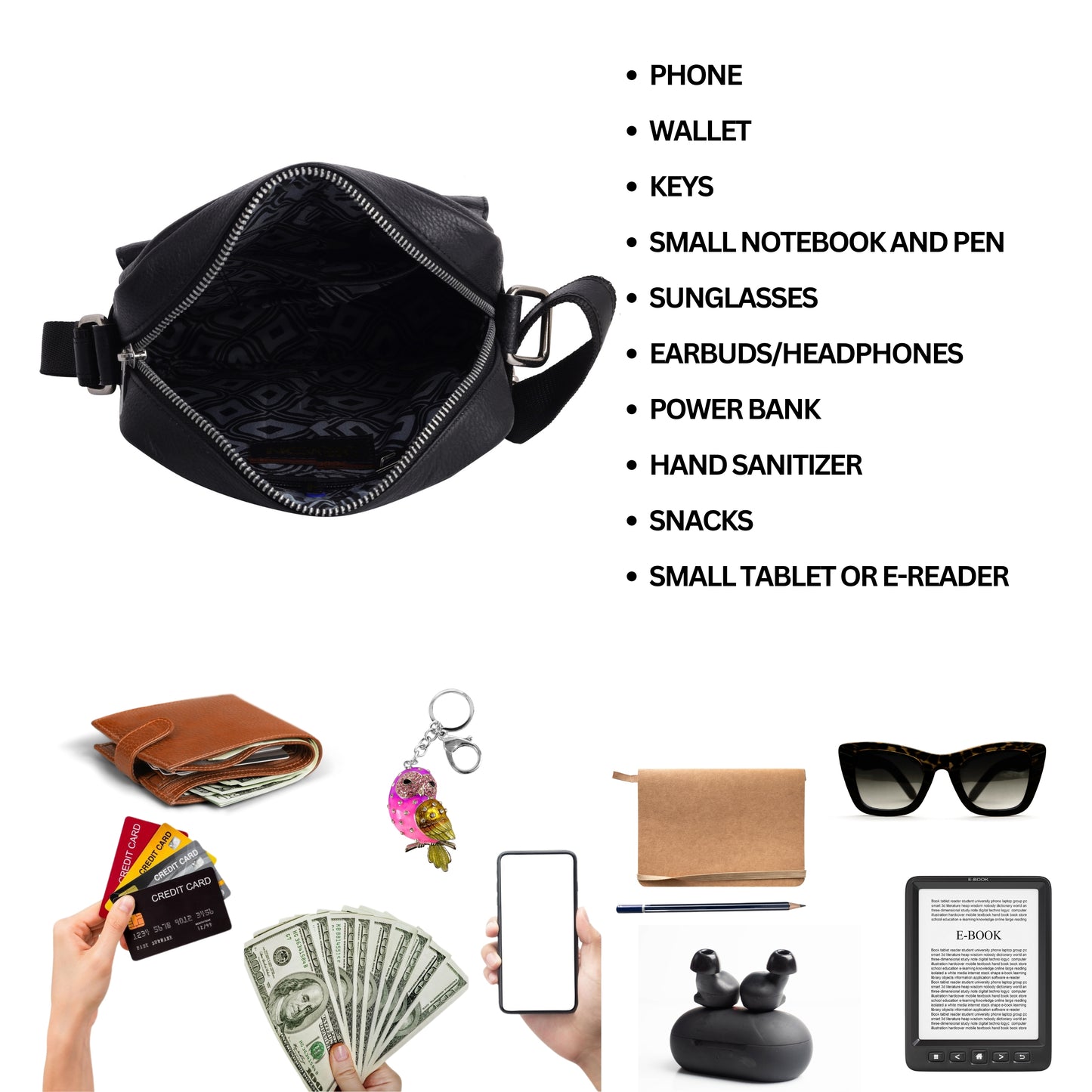 Denion Men’s Black Leather Crossbody Sling Bag – Stylish Shoulder & Messenger Bag for Travel, Office & Everyday Use