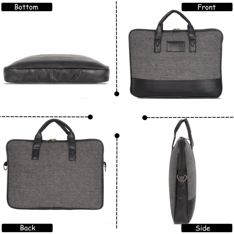 DENION Office Polyester Laptop Messenger Bag for Men | Fits up to 16 Inch Laptops | 3 Compartments | 12x16x3 Inches Lightweight Professional Shoulder &Hand Bag – Black