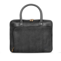 DENION Office Leather Laptop Messenger Bag for Men | Fits up to 16 Inch Laptops | 3 Compartments | 12x16x3 Inches Professional Shoulder &Hand Bag – Black Design 1