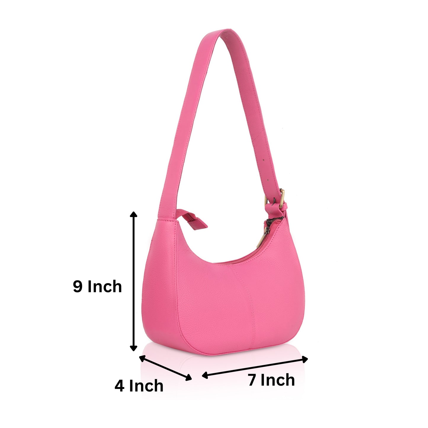 Denion Women’s Pink Leather Shoulder Bag – Trendy Underarm Handbag with Zipper Closure, Compact & Chic Everyday Purse