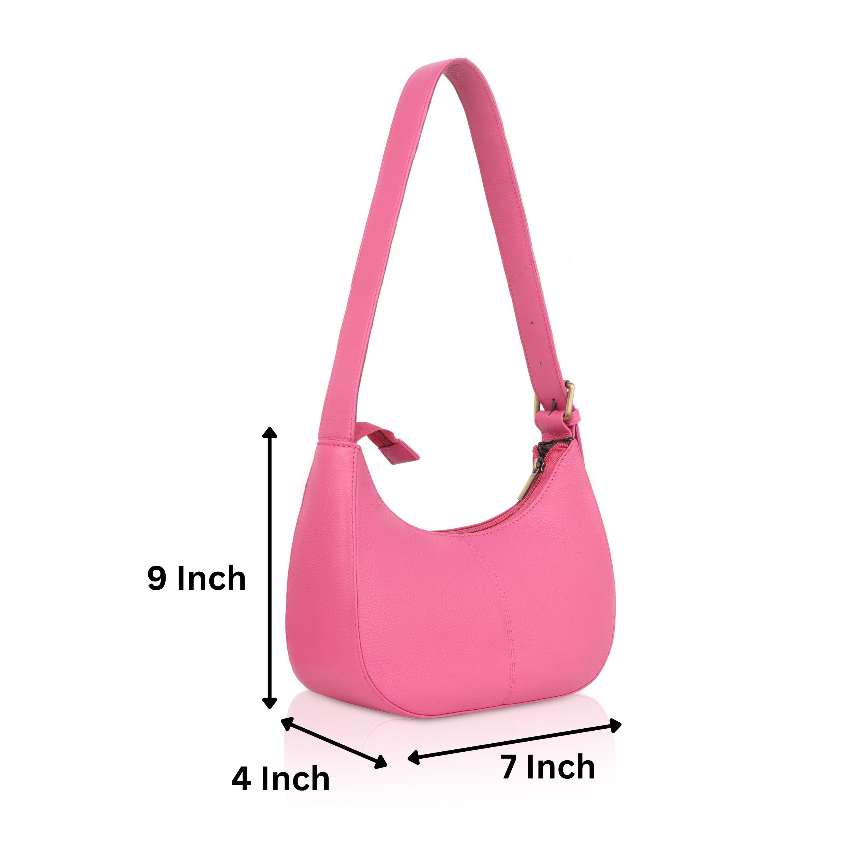 Denion Women’s Pink Leather Shoulder Bag – Trendy Underarm Handbag with Zipper Closure, Compact & Chic Everyday Purse