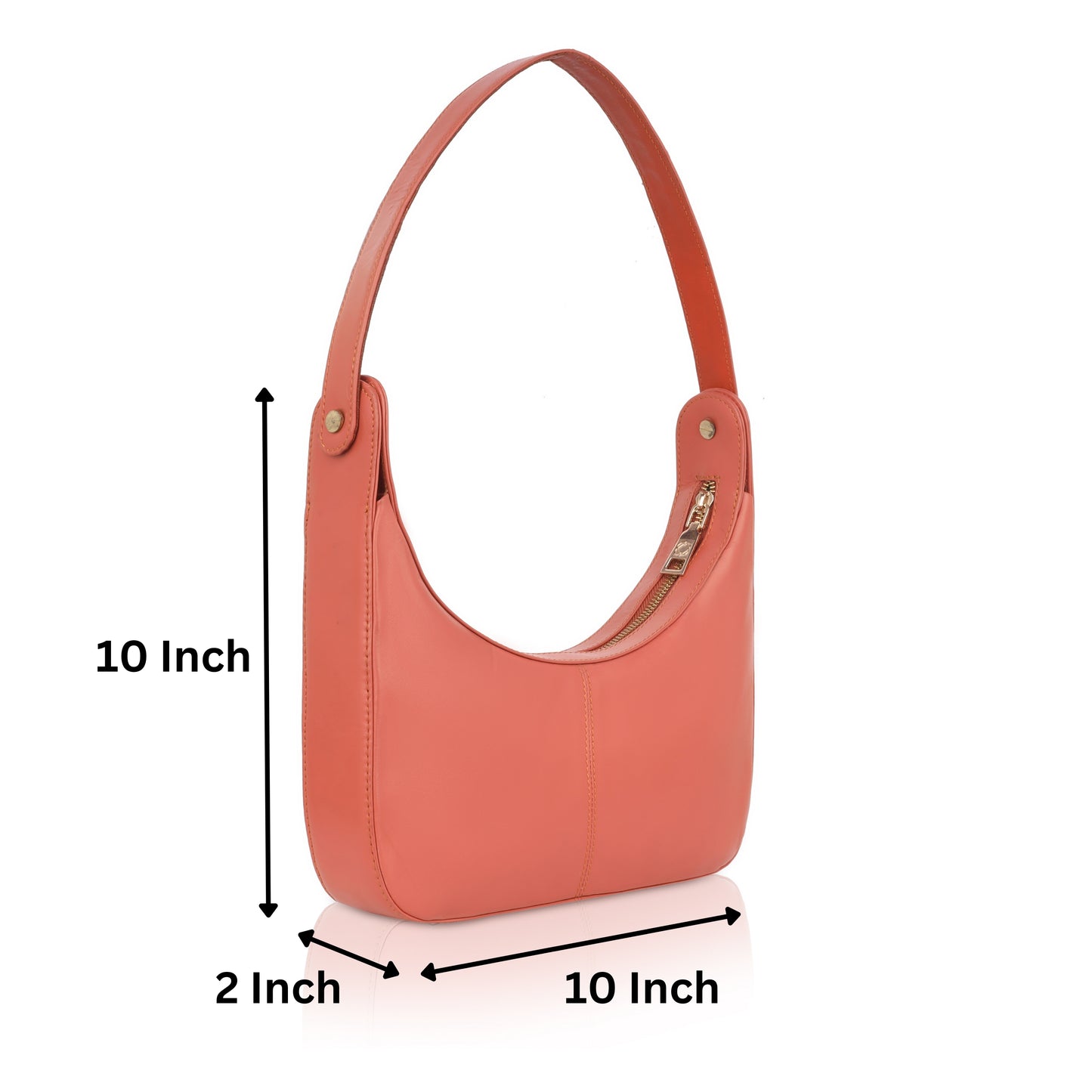 Denion Coral Orange Leather Shoulder & Underarm Bag – Chic Handbag for Women