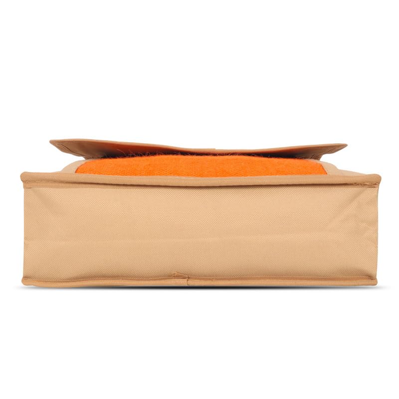 DENION Office Jute Laptop &Tablet Messenger Bag | Fits up to 12 Inch Devices | 3 Compartments | 14x12x4 Inches Eco-Friendly Professional Shoulder &Hand Bag- Orange