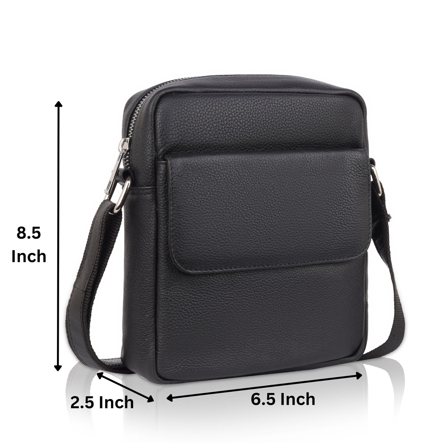Denion Men’s Black Leather Crossbody Sling Bag – Stylish Shoulder & Messenger Bag for Travel, Office & Everyday Use