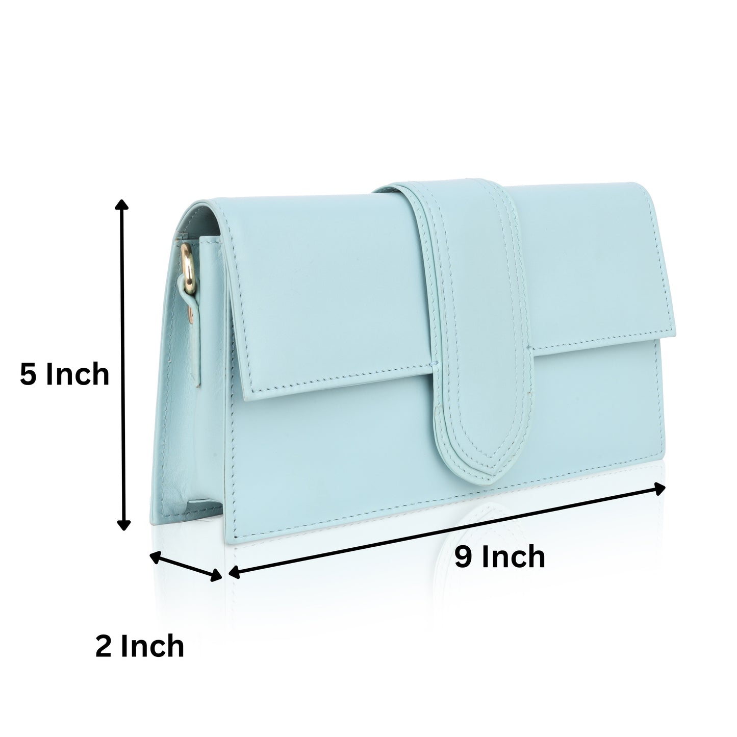 Denion Elegant Light Blue Leather Crossbody Sling Bag – Compact Shoulder Bag for Women