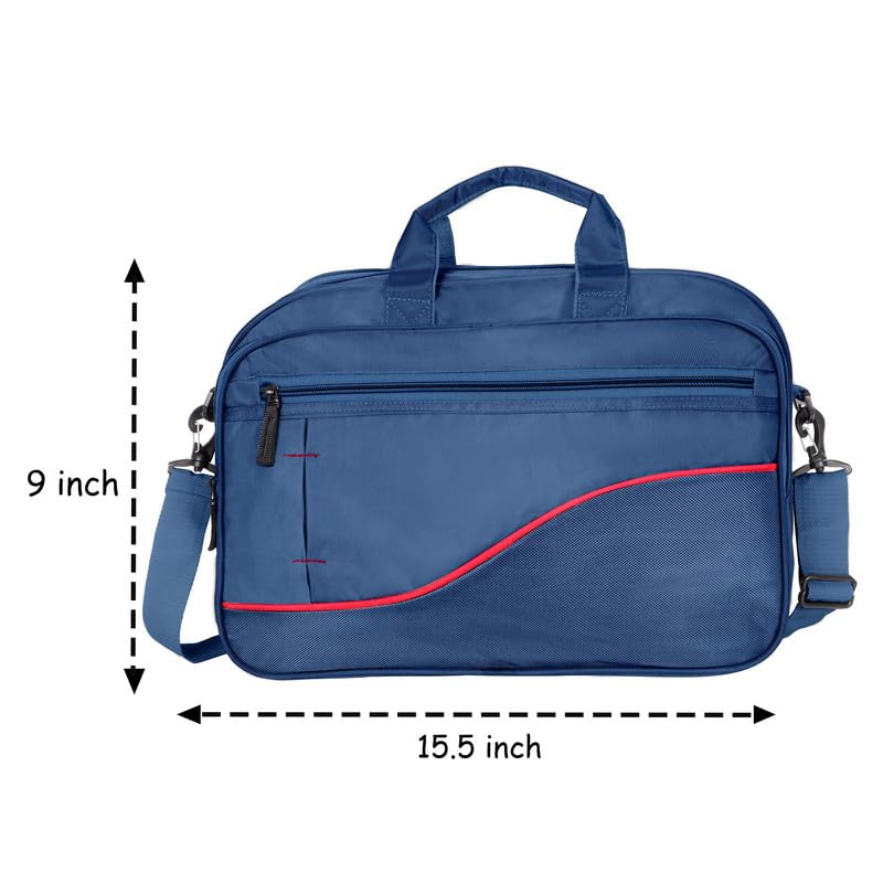 DENION Office Tetron Laptop Messenger Bag for Men | Fits up to 16 Inch Laptops | 4 Compartments | 12x16x5 Inches Lightweight Professional Shoulder &Hand Bag – Blue