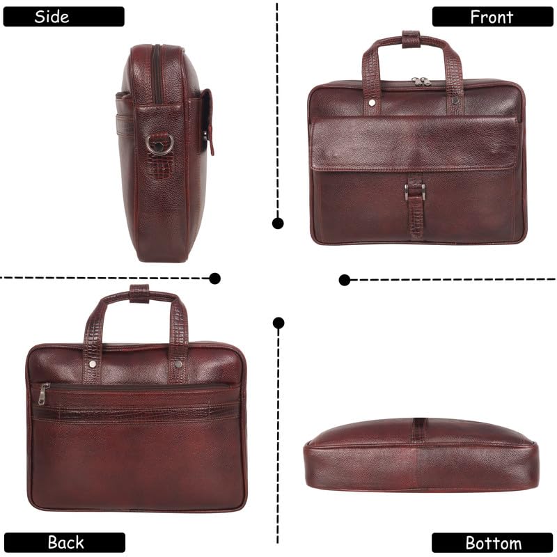 DENION Office Leather laptop bag for Fits 16 to 26 inch Laptop Messenger Bags For Mens (1-Brown Bag)