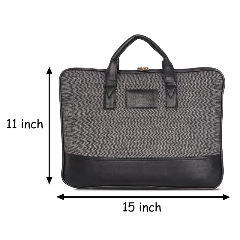 DENION Office Polyester Laptop Messenger Bag for Men | Fits up to 16 Inch Laptops | 3 Compartments | 12x16x3 Inches Lightweight Professional Shoulder &Hand Bag – Black