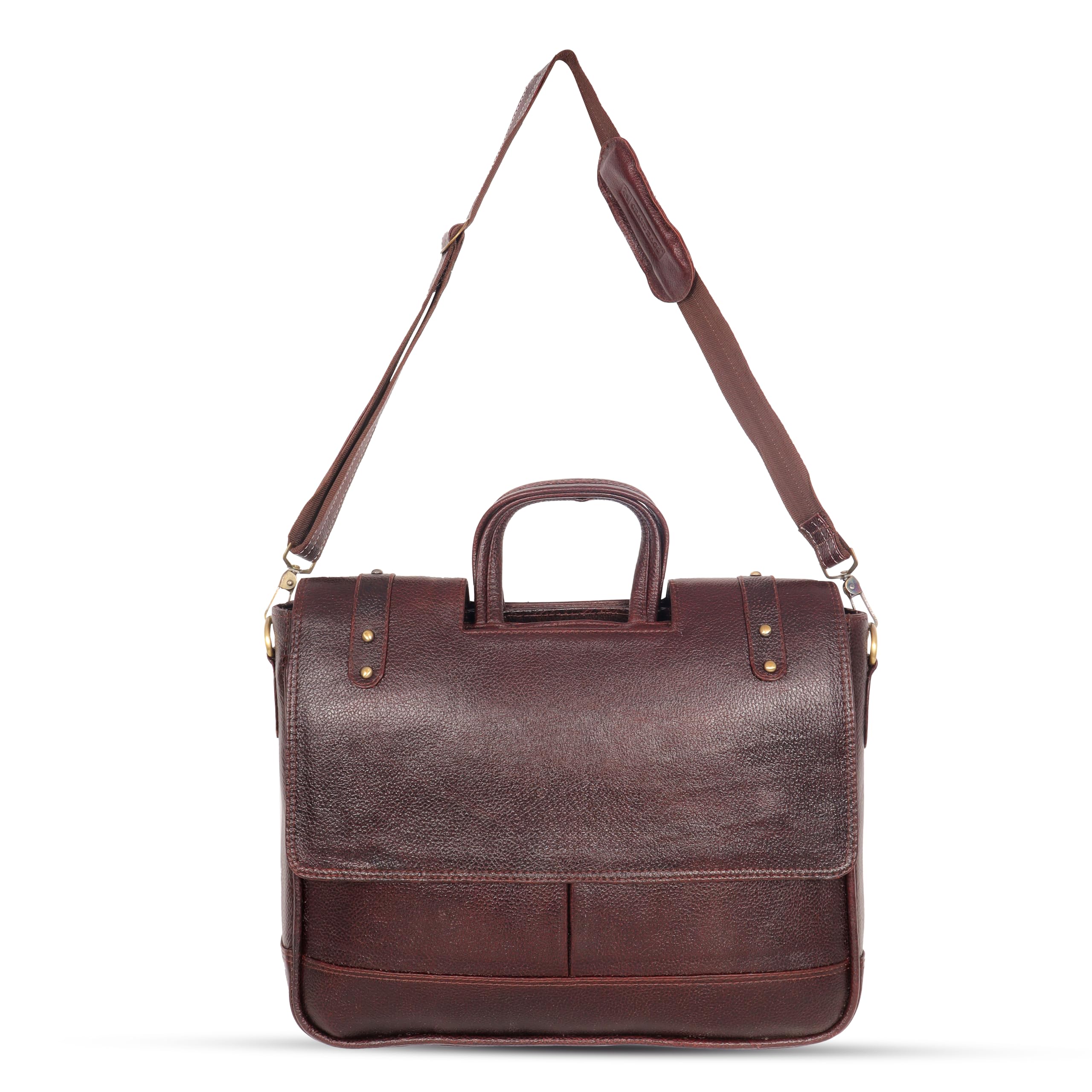 DENION Office Leather laptop bag for Fits 16 to 26 inch Laptop Messenger Bags For Mens (1-Brown Bag)