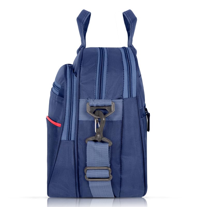 DENION Office Tetron Laptop Messenger Bag for Men | Fits up to 16 Inch Laptops | 4 Compartments | 12x16x5 Inches Lightweight Professional Shoulder &Hand Bag – Blue
