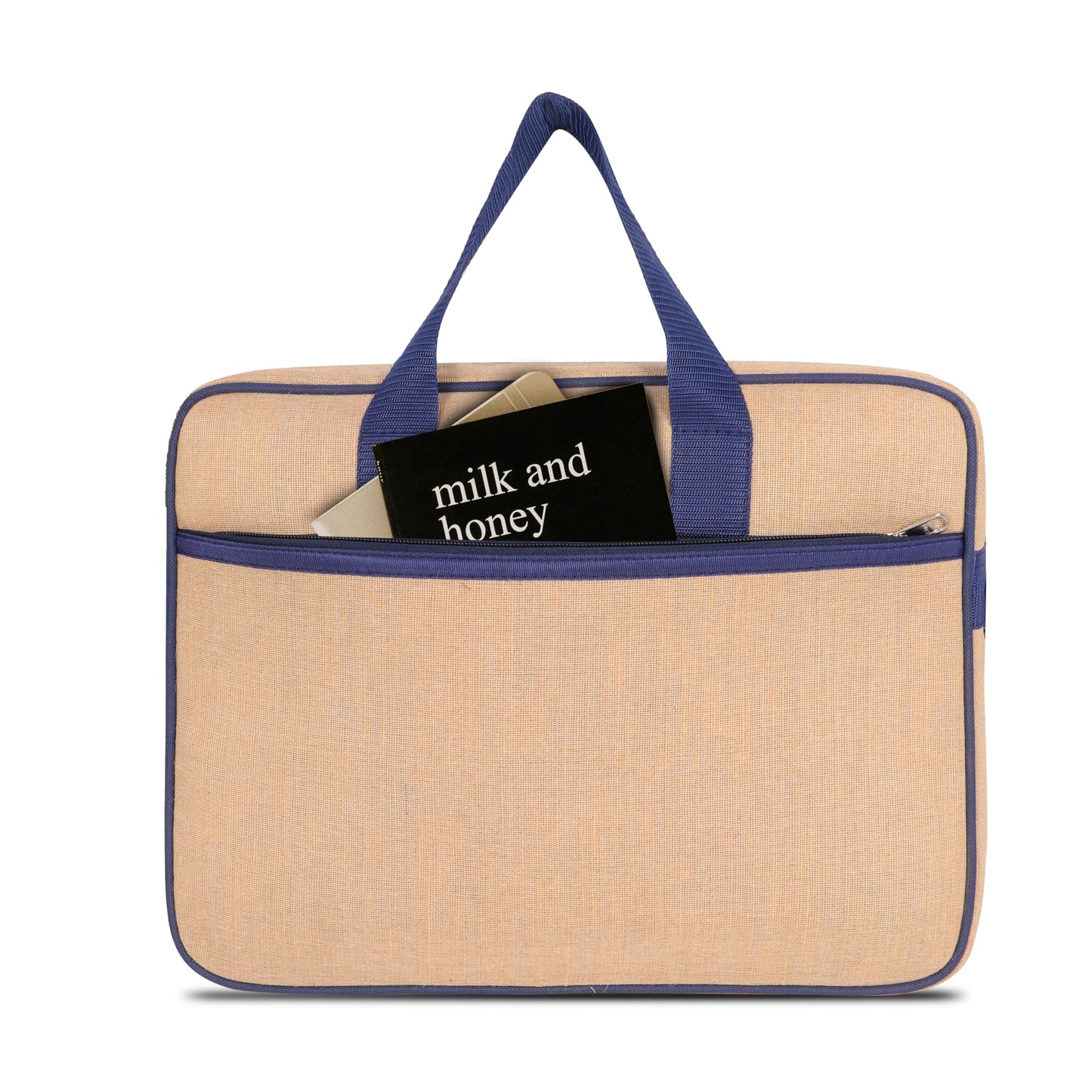 DENION Office Jute Laptop Messenger Bag for Men | Fits up to 16 Inch Laptops | 3 Compartments | 12x16x4 Inches Eco-Friendly Professional Shoulder &Hand Bag-Blue Printed B