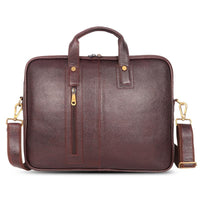 DENION Office Leather Laptop Messenger Bag for Men | Fits up to 16 Inch Laptops | 3 Compartments | 12x16x3 Inches Shoulder &Hand Bag – Brown Design 6