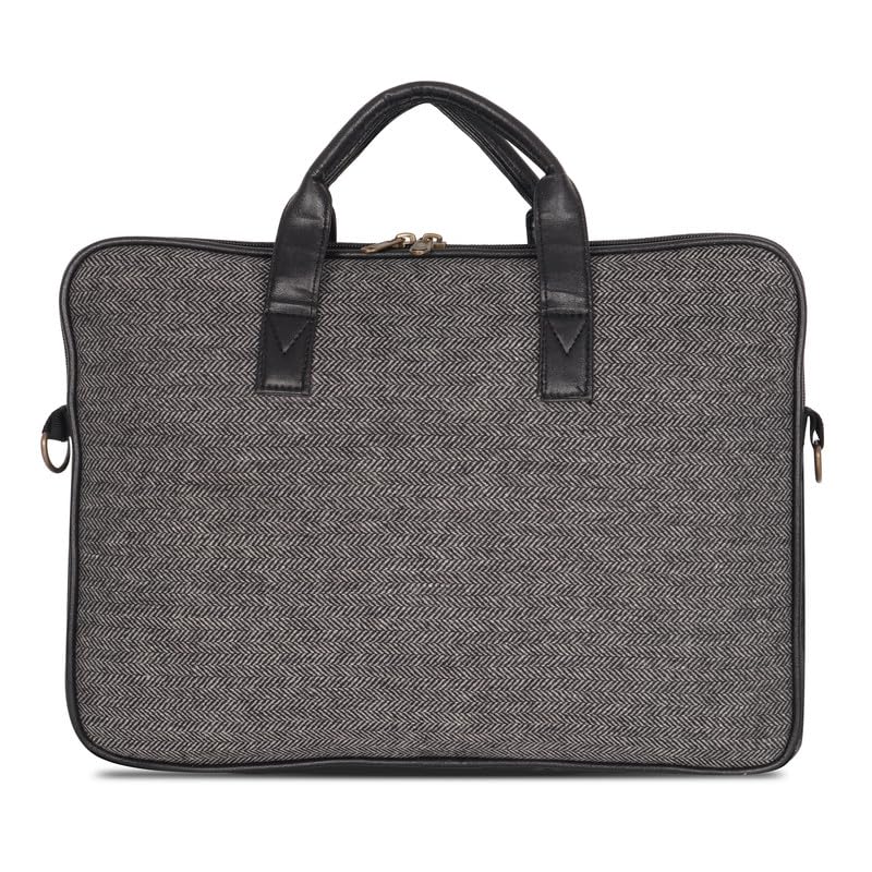 DENION Office Polyester Laptop Messenger Bag for Men | Fits up to 16 Inch Laptops | 3 Compartments | 12x16x3 Inches Lightweight Professional Shoulder &Hand Bag – Black