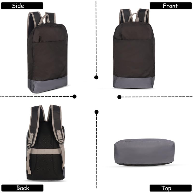 DENION Casual Backpack with 3 Compartments &Front Pocket | 16x12x3 Inches Polyester School &College Bag for Boys, Girls, Men &Women | Ideal for Office, Study &Travel – Black