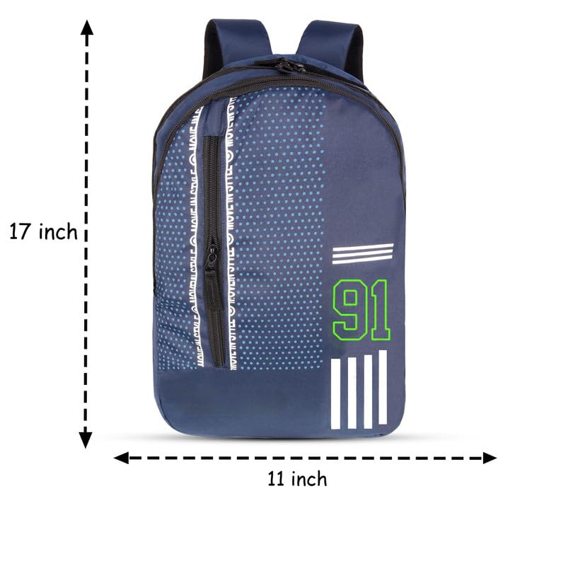 DENION Casual Backpack with 2 Compartments &Front Pocket | 17x12x5 Inches Polyester School &College Bag for Boys, Girls, Men &Women | Ideal for Office, Study &Travel – Blue