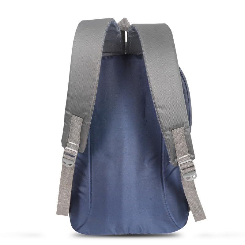 DENION Casual Backpack with 3 Compartments &Front Pocket | 17x12x5 Inches Polyester School &College Bag for Boys, Girls, Men &Women | Ideal for Office, Study &Travel – Grey