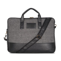DENION Office Polyester Laptop Messenger Bag for Men | Fits up to 16 Inch Laptops | 3 Compartments | 12x16x3 Inches Lightweight Professional Shoulder &Hand Bag – Black
