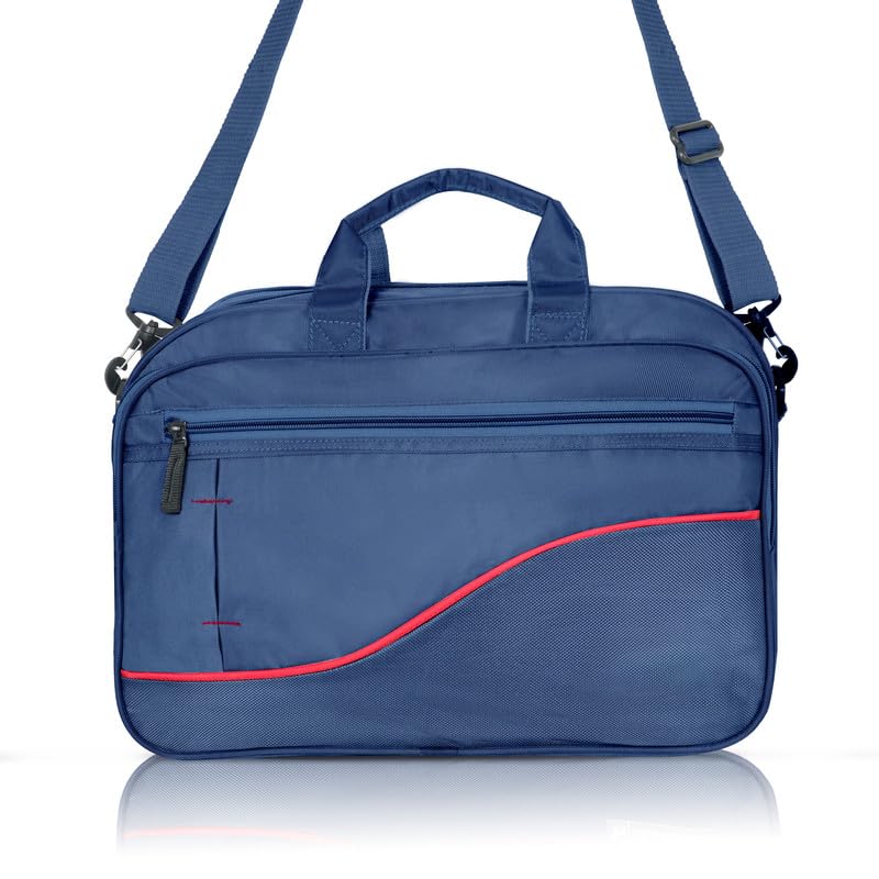 DENION Office Tetron Laptop Messenger Bag for Men | Fits up to 16 Inch Laptops | 4 Compartments | 12x16x5 Inches Lightweight Professional Shoulder &Hand Bag – Blue